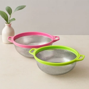 Hubrendy Tedarik 24 cm Kulplu Metal Süzgeç - Çelik Sepet