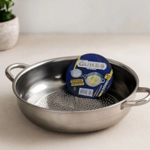 Hubrendy Tedarik 26 cm Metal Süzgeç Kulplu (Basık)