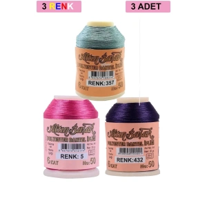 Hubrendy Tedarik 3 Adet Altınbaşak Oya ve Dantel İpi 20 gr - Royaleks - No: 005 - 432 - 357