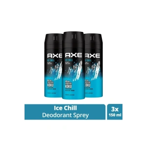 Hubrendy Tedarik 3 Adet Axe Ice Chill Erkek Deodorant Sprey 150 ml