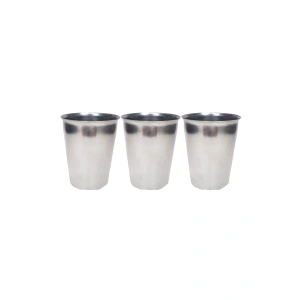 Hubrendy Tedarik 3 Adet Paslanmaz Çelik Krom Bardak 9 x 7,5 x 5,5cm