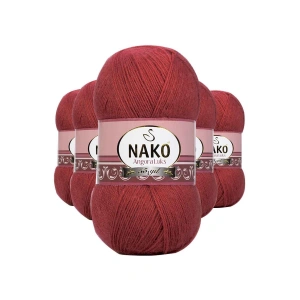 Hubrendy Tedarik 5 Adet Angora Lüks El Örgü İpi Bordo 6679