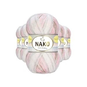 Hubrendy Tedarik 5 Adet Mini Batik Bebe El Örgü İpi Kahveli Pembe 32463
