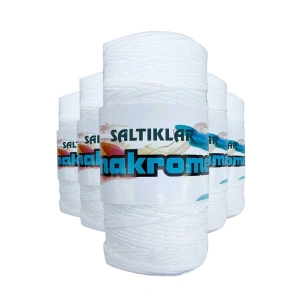Hubrendy Tedarik 5 Adet Polyester Makrome İpi 10 Kar Beyaz 100 gr