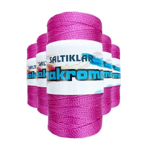Hubrendy Tedarik 5 Adet Polyester Makrome İpi 1538 Fuşya 100 gr