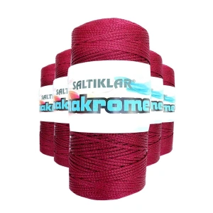 Hubrendy Tedarik 5 Adet Polyester Makrome İpi 1560 Bordo 100 gr