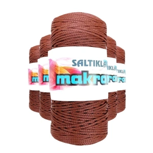 Hubrendy Tedarik 5 Adet Polyester Makrome İpi 2060 Taba 100 gr
