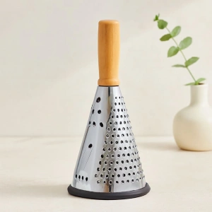 Hubrendy Tedarik 8 Ahşap & Bambu Saplı Çelik Rende (Silikon Taban, 3 Bölümlü)