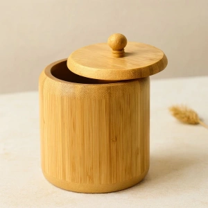 Hubrendy Tedarik Ahşap Bambu Kapaklı Şekerlik Ø11.3 cm