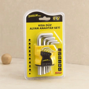 Hubrendy Tedarik Alyan Anahtar Seti 9 Parça Kısa Düz (1.5–10 mm)
