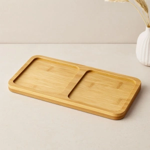 Hubrendy Tedarik Bambu 2 Bölmeli Yağdanlık Altlığı 20x10x0.8 cm