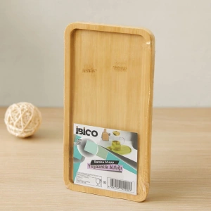 Hubrendy Tedarik Bambu Ahşap Dikdörtgen Mini Tepsi 12 x 23.4 x 0.8 cm