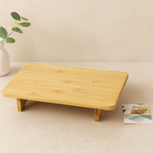 Hubrendy Tedarik Bambu Ahşap Dikdörtgen Sunum Panosu 32.5x21.5 cm Ayaklı 5 cm