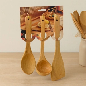 Hubrendy Tedarik Bambu Ahşap Mutfak Servis Seti 3 Parça (27/27/32 cm)