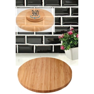Hubrendy Tedarik Bambu Döner Standlı 35 cm Lüx Sunum Tabağ Royaleks-BLS3535DBNR