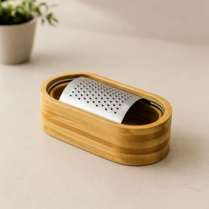 Hubrendy Tedarik Bambu Hazneli Metal Bombeli Meyve Rendesi 7x15.5 cm