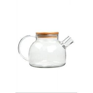 Hubrendy Tedarik Bambu Kapaklı Borosilikat Cam Demlik 1000ml Royaleks-CM-2000