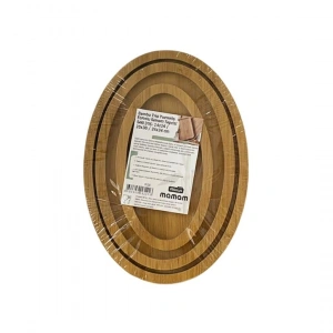 Hubrendy Tedarik Bambu Oval 3li Sunum Tepsisi