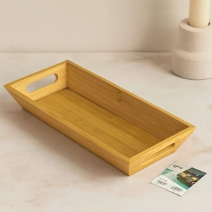 Hubrendy Tedarik Bambu Sunum Tepsisi 16x35x4.5 cm (Çift Kulplu)
