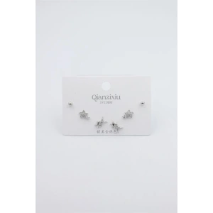 Hubrendy Tedarik Çoklu Set Küpe - Gümüş