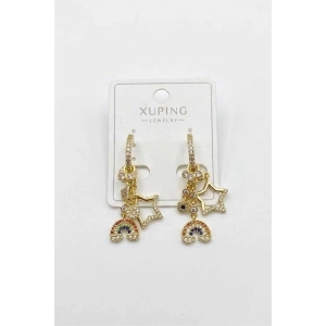 Hubrendy Tedarik Gökkuşağı Charm Küpe - Altın