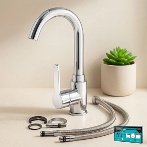 Hubrendy Tedarik Krom Aç-Kapa Lavabo Bataryası KTX-2639