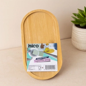 Hubrendy Tedarik Oval Bambu Mini Tepsi - Yağdanlık Altlık 12 x 23.3 x 0.8 cm