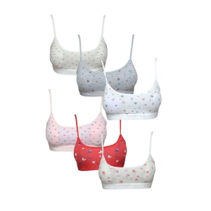 Hubrendy Tedarik Pedli Ip Askılı Yarım Atlet Desenli Büstiyer 6 Lı Set 1