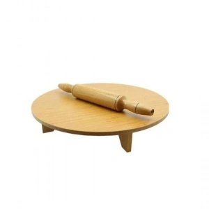 Hubrendy Tedarik Taraklı Ahşap 34 cm Merdaneli Pratik Sofra Seti