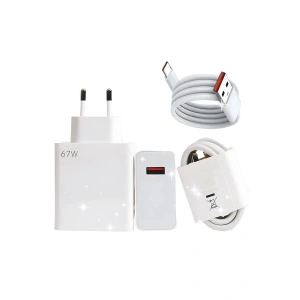 Hubrendy Tedarik Type-C 67w (Watt) Ultra Hızlı Şarj Aleti Adaptör Kablo Set