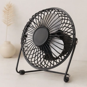 Hubrendy Tedarik USB Şarjlı Metal Mini Masaüstü Fan 14.5x7.5x15 cm
