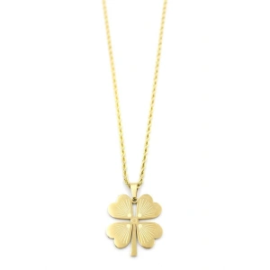 Hubrendy Tedarik Yonca Kolye- 60cm - Altın