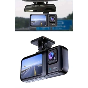 Hubrendy Tekno 1080p Sürüş Kaydedici 2 İnç Araç Araba Ön İç Arka DVR IPS Ekran
