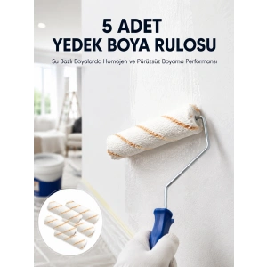 Hubrendy Tekno 5’li Mini Rulo Boya Seti Duvar Tavan Emülsiyon Uygulama