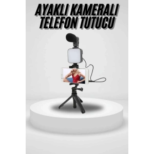 Hubrendy Tekno Akıllı Telefon Vlog Kiti Tripod Mini Mikrofonlu Telefon Tutucu
