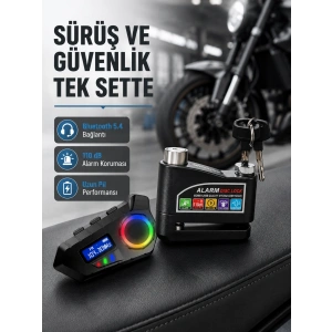 Hubrendy Tekno Bluetooth 5.4 İntercom ve Alarmlı Disk Kilidi Seti Güçlü Ses ve Güvenlik