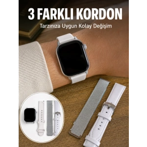 Hubrendy Tekno Bluetooth Görüşmeli Dokunmatik Akıllı Saat 3 Farklı Kordon Seçeneği