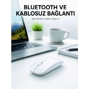 Hubrendy Tekno Bluetooth Kablosuz Wireless Mouse Şarjlı Sessiz Ergonomik 5000 DPI Fare