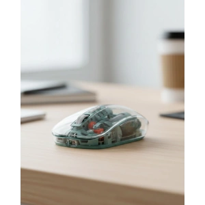 Hubrendy Tekno Bluetooth ve 2.4G USB Destekli Pilli Kablosuz Şeffaf Mouse