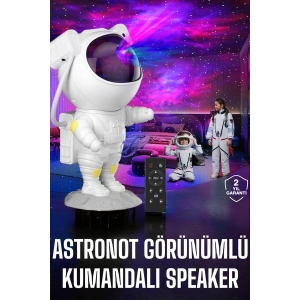 Hubrendy Tekno Çocuklara Özel Projeksiyon Astronot Lamba Speaker Sevimli