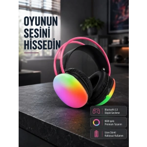 Hubrendy Tekno Ergonomik RGB Bluetooth Kulaklık 3D Ses Yeni Nesil