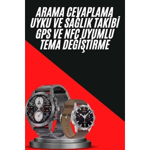 Hubrendy Tekno Erkeklere Özel Akıllı Saat Çelik Kordon Bluetooth Bağlantılı İOS ve Android Uyumlu