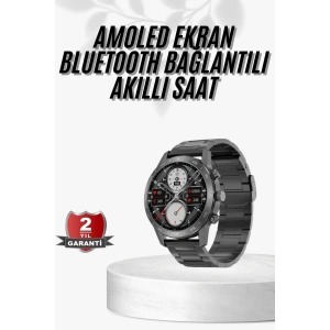 Hubrendy Tekno Erkeklere Özel Akıllı Saat Çelik Kordon Bluetooth Bağlantılı İOS ve Android Uyumlu