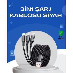Hubrendy Tekno Evrensel 3 Başlıklı Şarj Kablosu – iPhone Huawei Samsung İçin