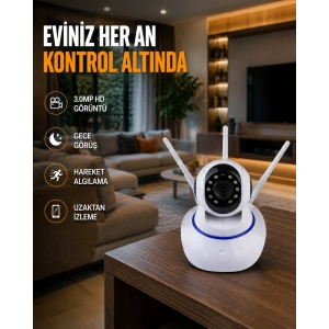 Hubrendy Tekno Full HD Akıllı IP Kamera – Gece Görüşlü, Hareket Sensörlü, Çift Yönlü Ses ve Online Kayıt Özellikli Yeni Nesil