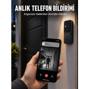 Hubrendy Tekno HD Kameralı Akıllı Kapı Zili | Çift Yönlü Sesli Wi-Fi Görüntülü Kapı Zili
