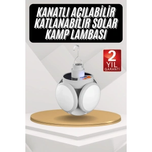 Hubrendy Tekno Kamp Lambası Güneş Enerjili Solar 5 Kanatlı Katlanır Lamba Karavan