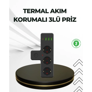 Hubrendy Tekno Masa Üstü Çoklu Priz USB ve Type-C Çıkışlı Güç Dağıtıcı