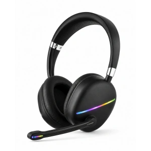 Hubrendy Tekno Mikrofonlu Bluetooth Kulak Üstü Kulaklık RGB Aydınlatmalı Type-C Şarjlı