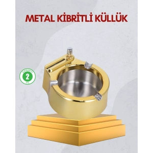 Hubrendy Tekno Paslanmaz Çelik Küllük Çakmaklı Masa Üstü Kullanım